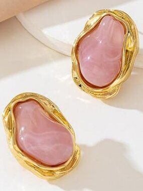 New Big Baroque Pearl Earrings Trendy Gold Pearl Statement Earrings Chunky